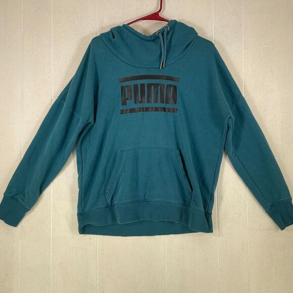 Puma Tops - XL Puma Cowl Neck Pullover Hoodie Sweater Teal‎ Long Sleeve Woman's